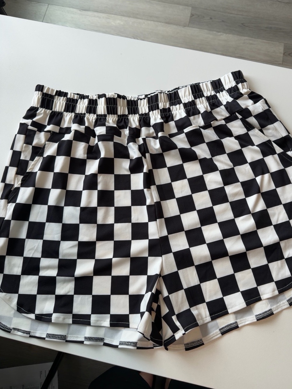 Black & White Checkerboard Women's Casual Shorts